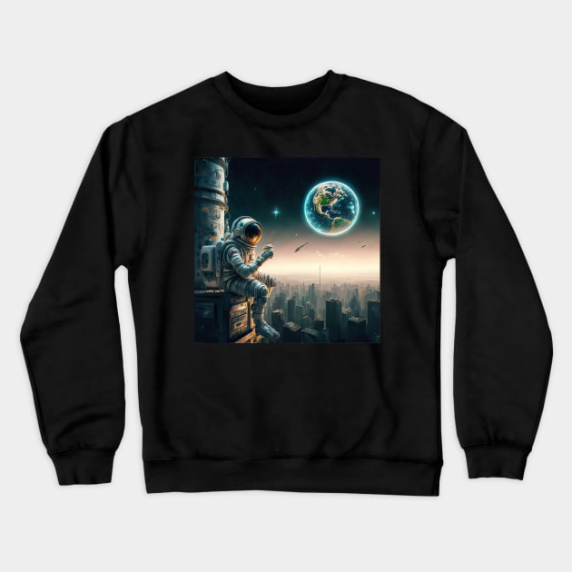 astronaut coffee Crewneck Sweatshirt by Anime